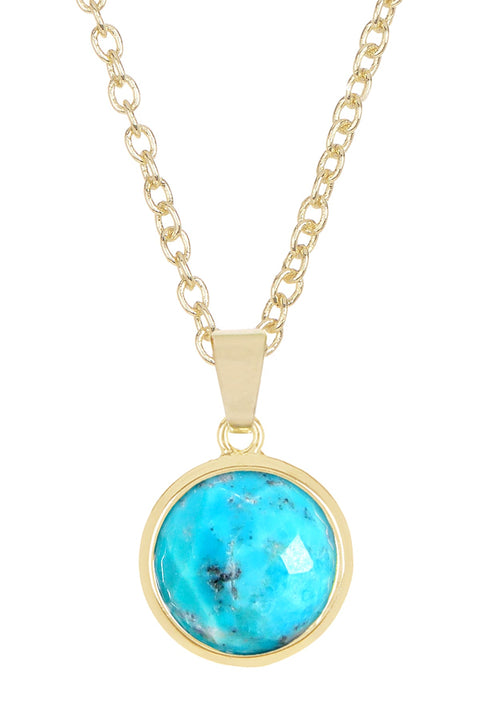Turquoise Round Pendant Necklace - GF
