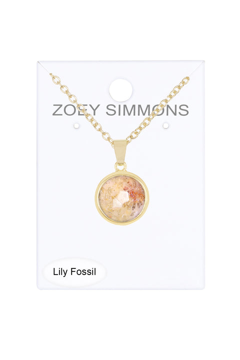 Lily Fossil Pendant Necklace - GF