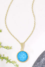 Turquoise Quartz Round Pendant Necklace - GF