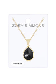 Hematite Teardrop Pendant Necklace - GF