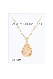 Lily Fossil Teardrop Pendant Necklace - GF