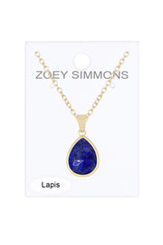 Lapis Teardrop Pendant Necklace - GF