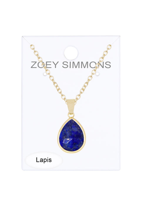 Lapis Teardrop Pendant Necklace - GF