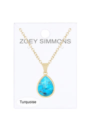 Turquoise Teardrop Pendant Necklace - GF