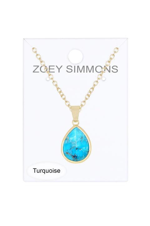 Turquoise Teardrop Pendant Necklace - GF