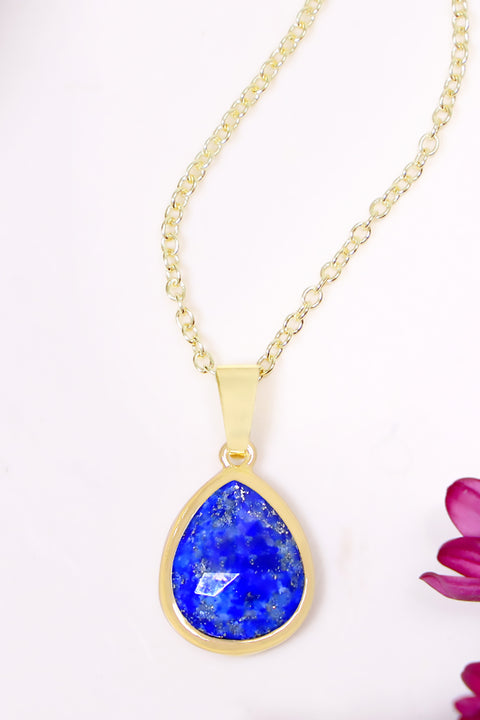 Lapis Teardrop Pendant Necklace - GF