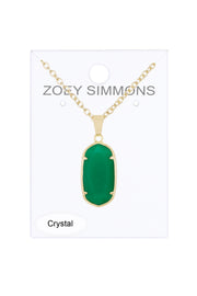 Green Chalcedony Crystal Pendant Necklace - GF