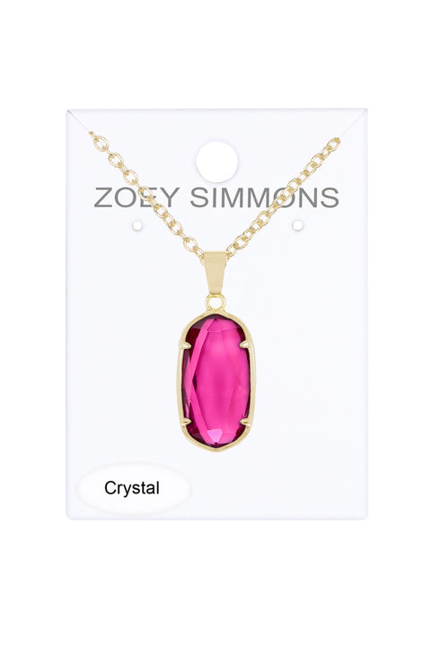 Raspberry Crystal Pendant Necklace - GF