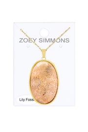 Lily Fossil Cabochon Pendant Necklace - GF