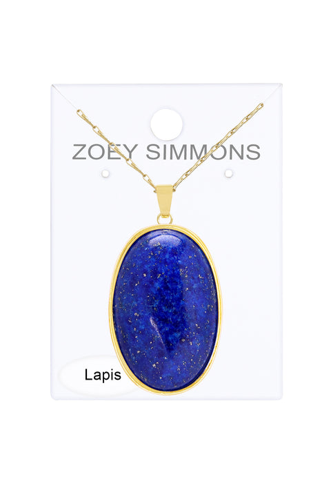 Lapis Cabochon Pendant Necklace - GF