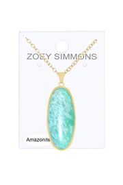 Amazonite Oval Pendant Necklace - GF