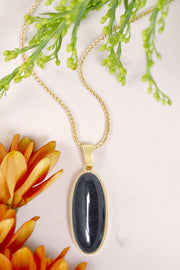 Hematite Oval Pendant Necklace - GF