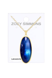 Labradorite Doublet Oval Shaped Necklace - GF