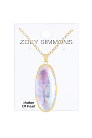 Mother Of Pearl Oval Pendant Necklace - GF
