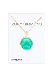 Amazonite Hexagon Pendant Necklace - GF