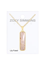 Lily Fossil Rectangle Pendant Necklace - GF