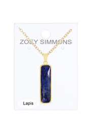 Lapis Rectangle Pendant Necklace - GF