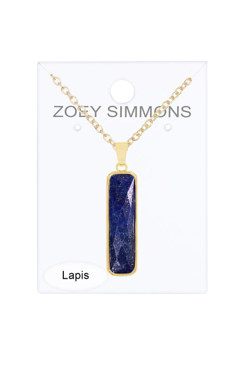 Lapis Rectangle Pendant Necklace - GF