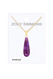 Amethyst Pear Cut Pendant Necklace - GF