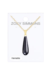 Hematite Pear Cut Pendant Necklace - GF