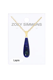 Lapis Pear Cut Pendant Necklace - GF