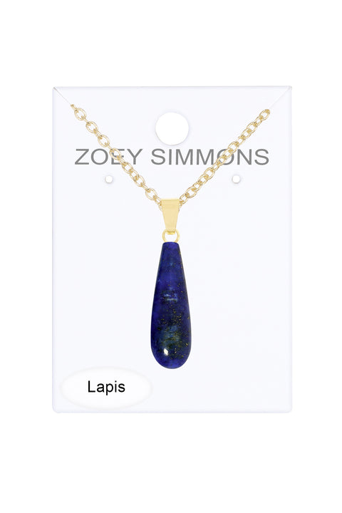 Lapis Pear Cut Pendant Necklace - GF