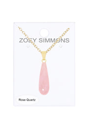 Rose Quartz Pear Cut Pendant Necklace - GF