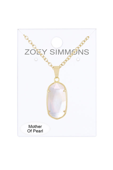 Mother Of Pearl Quartz Pendant Necklace - GF
