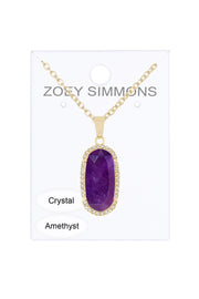 Amethyst Halo Pendant Necklace - GF