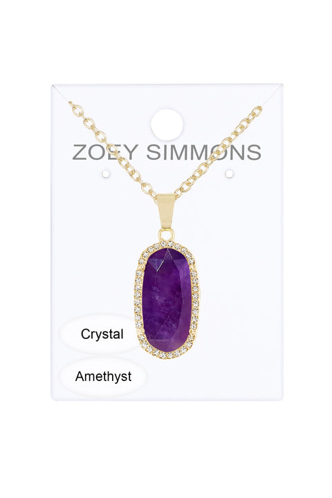 Amethyst Halo Pendant Necklace - GF