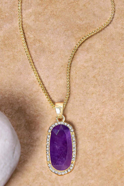 Amethyst Halo Pendant Necklace - GF