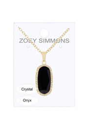 Black Onyx Halo Pendant Necklace - GF