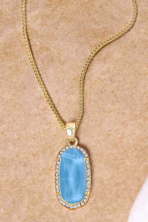 Turquoise Quartz Halo Pendant Necklace - GF