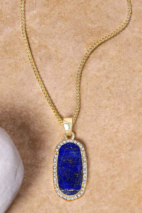 Lapis Halo Pendant Necklace - GF