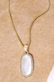 Mother Of Pearl Quartz Halo Pendant Necklace - GF