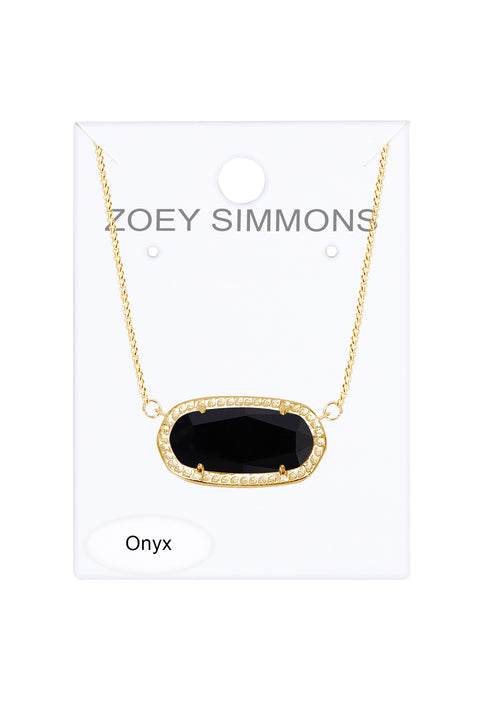 Black Onyx Pendant Necklace - GF