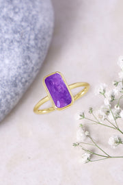 Amethyst Petite Rectangle Ring - GF