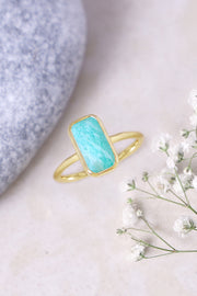 Amazonite Petite Rectangle Ring - GF