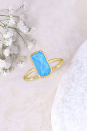 Turquoise Quartz Petite Rectangle Ring - GF