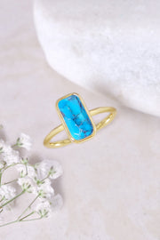 Turquoise Petite Rectangle Ring - GF