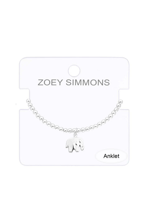 Elephant Charm Beaded Anklet - SF
