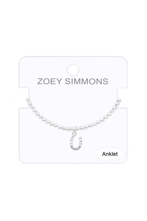 Horseshoe Charm Beaded Anklet - SF