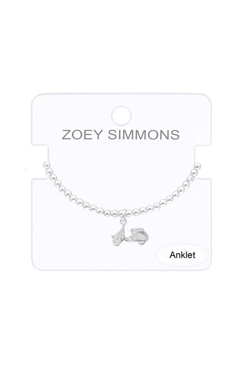 Scooter Charm Beaded Anklet - SF