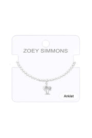 Palm Tree Charm Beaded Anklet - SF