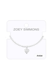 Heart Charm Beaded Anklet - SF