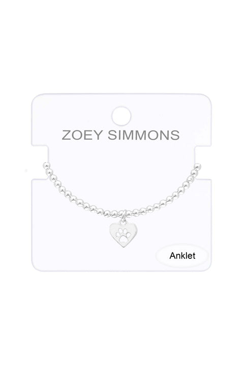 Doggie Paw Charm Beaded Anklet - SF