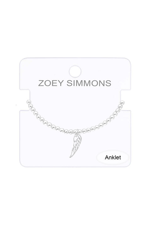 Feather Charm Beaded Anklet - SF