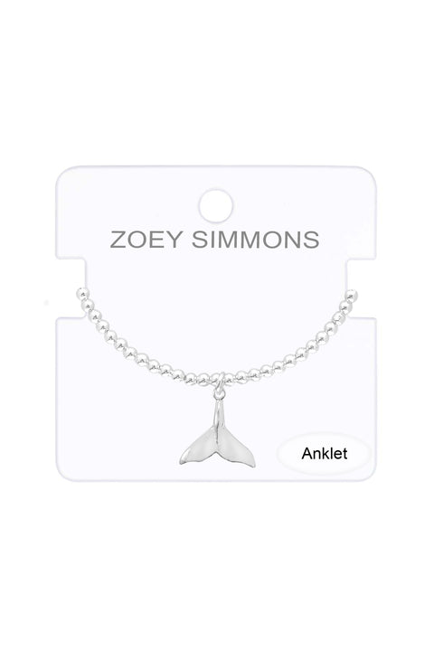 Whale Tail Beaded Charm Anklet - SF
