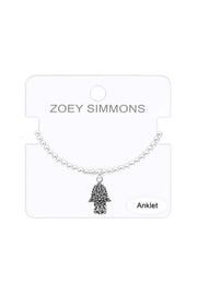 Hamsa Charm Beaded Anklet - SF
