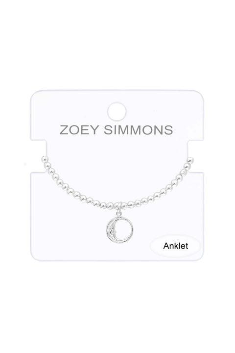 Moon Charm Beaded Anklet - SF